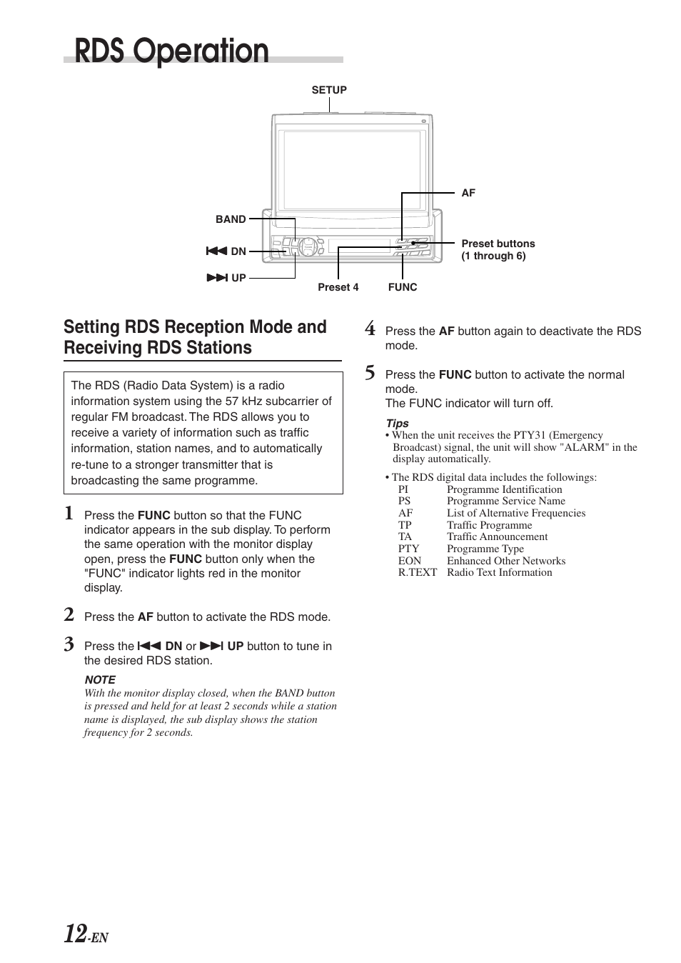 Rds operation | Alpine CVA-1003R User Manual | Page 14 / 58