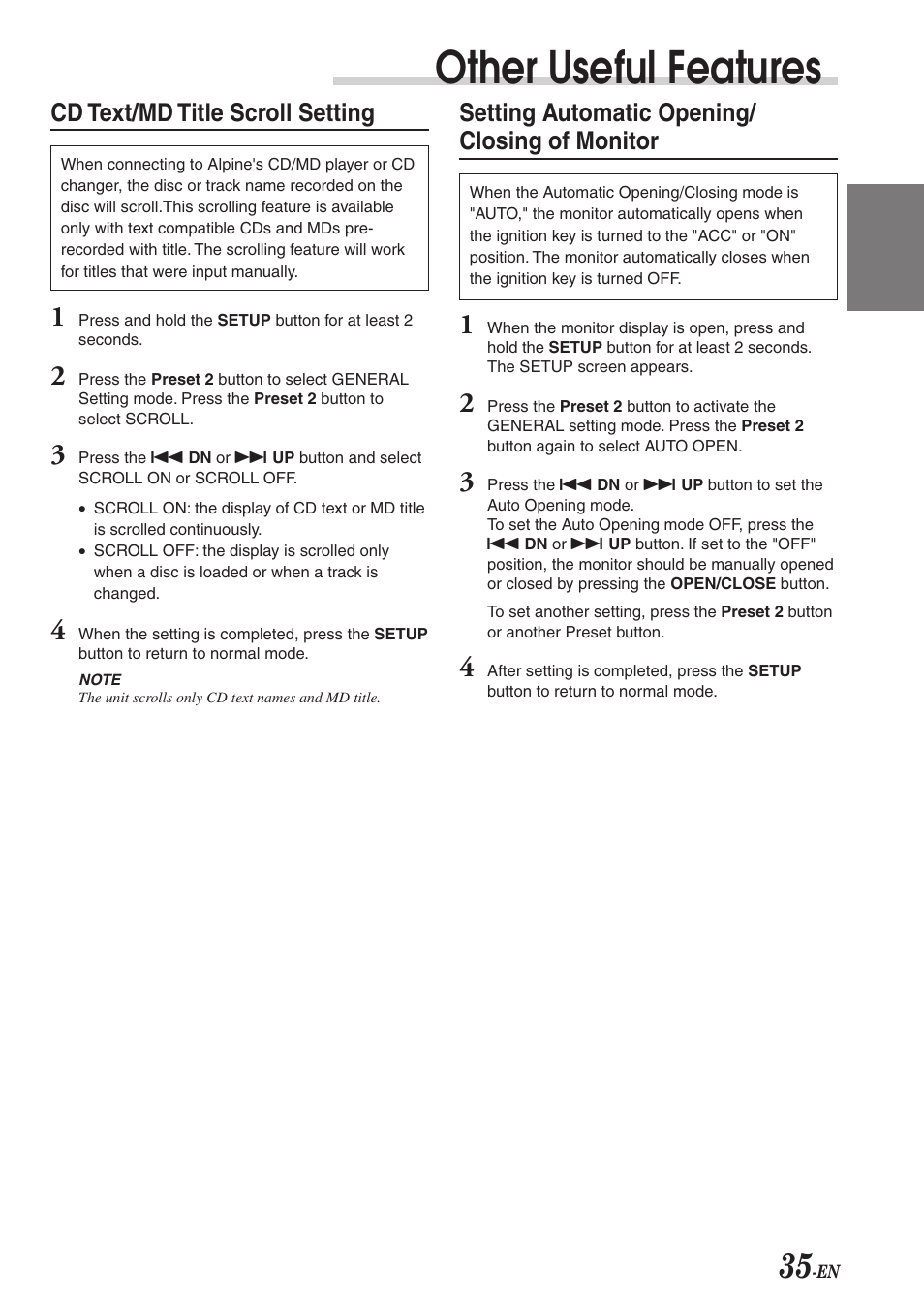 Other useful features | Alpine CVA-1003R User Manual | Page 37 / 58