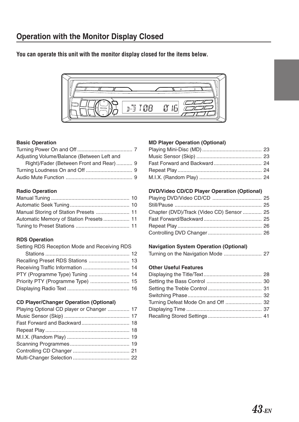 Operation with the monitor display closed | Alpine CVA-1003R User Manual | Page 45 / 58