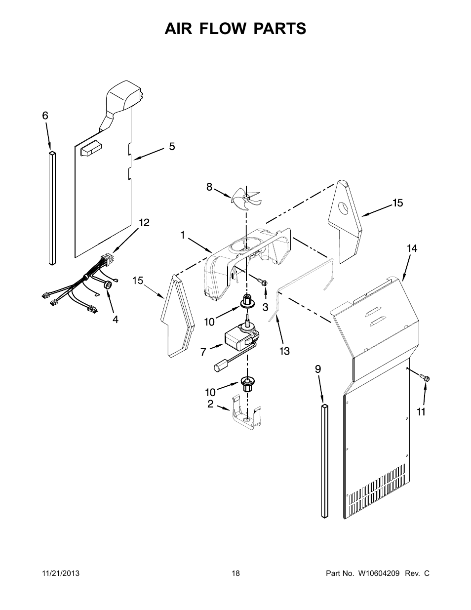 Air flow, Air flow parts | Whirlpool WRS325FDAM User Manual | Page 18 / 26