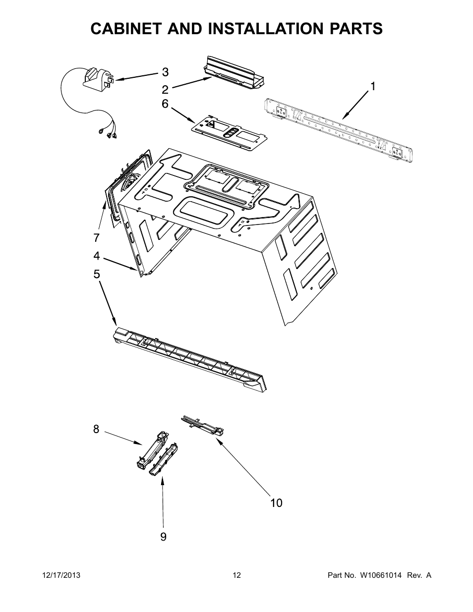 Cabinet and installation, Cabinet and installation parts | Whirlpool WMH76719CS User Manual | Page 12 / 13