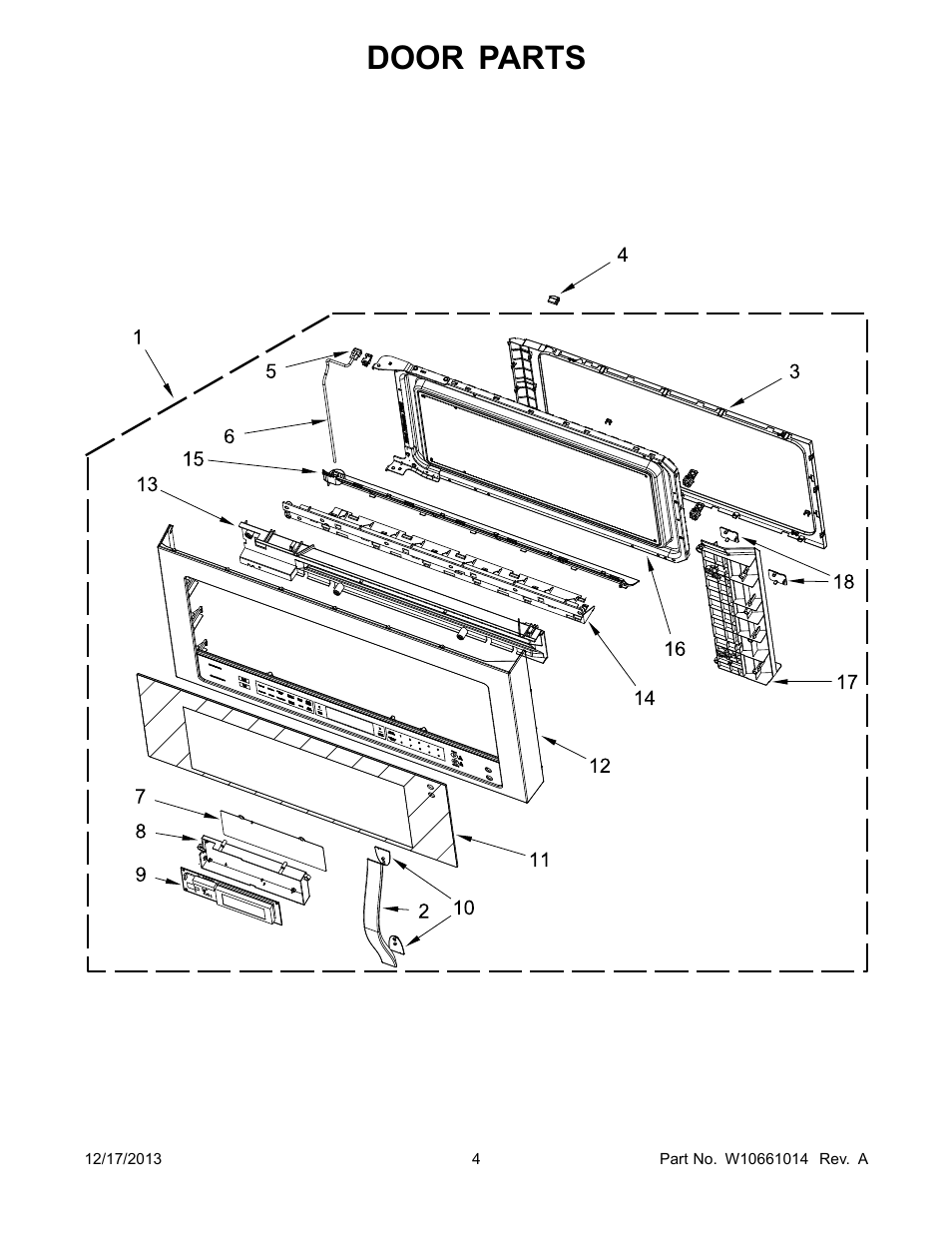 Door, Door parts | Whirlpool WMH76719CS User Manual | Page 4 / 13