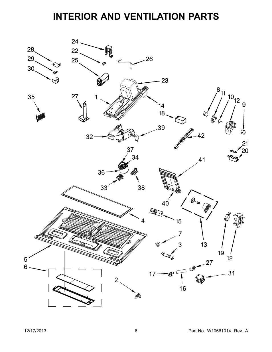 Interior and ventilation, Interior and ventilation parts | Whirlpool WMH76719CS User Manual | Page 6 / 13