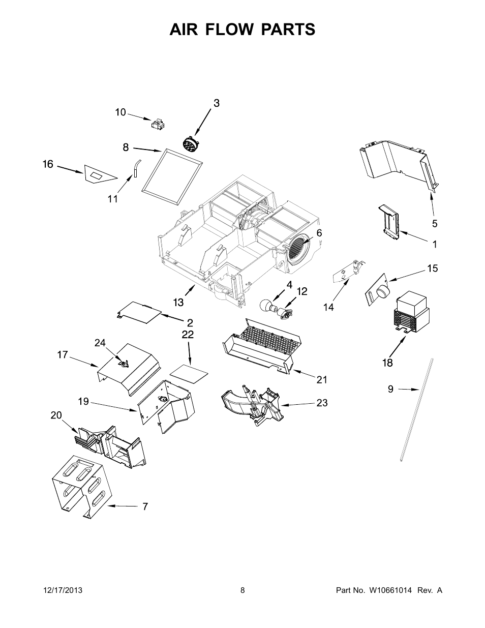 Air flow, Air flow parts | Whirlpool WMH76719CS User Manual | Page 8 / 13