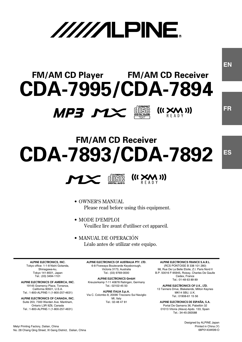 Alpine CDA-7892 User Manual | 43 pages