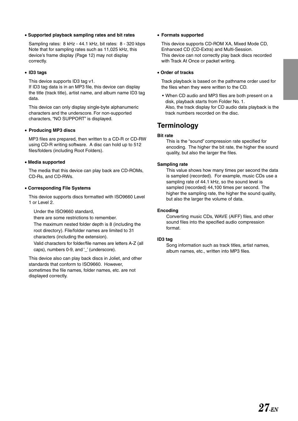 Terminology | Alpine CDA-7892 User Manual | Page 29 / 43