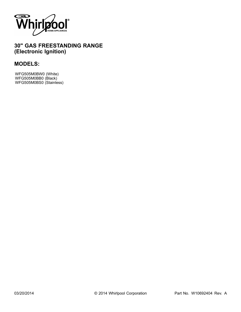 Whirlpool WFG505M0BS User Manual | 14 pages