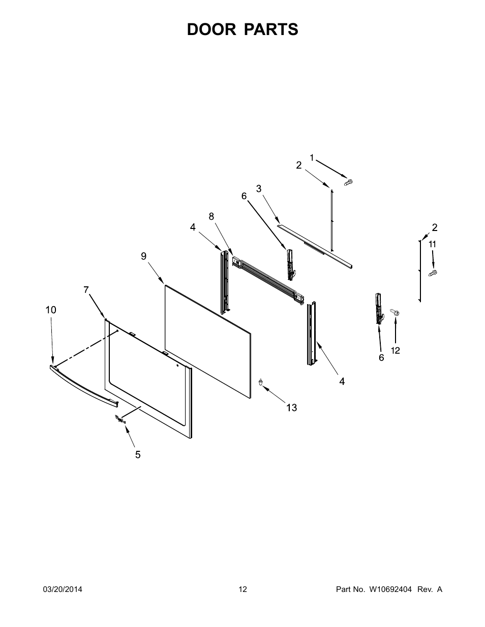 Door parts | Whirlpool WFG505M0BS User Manual | Page 12 / 14