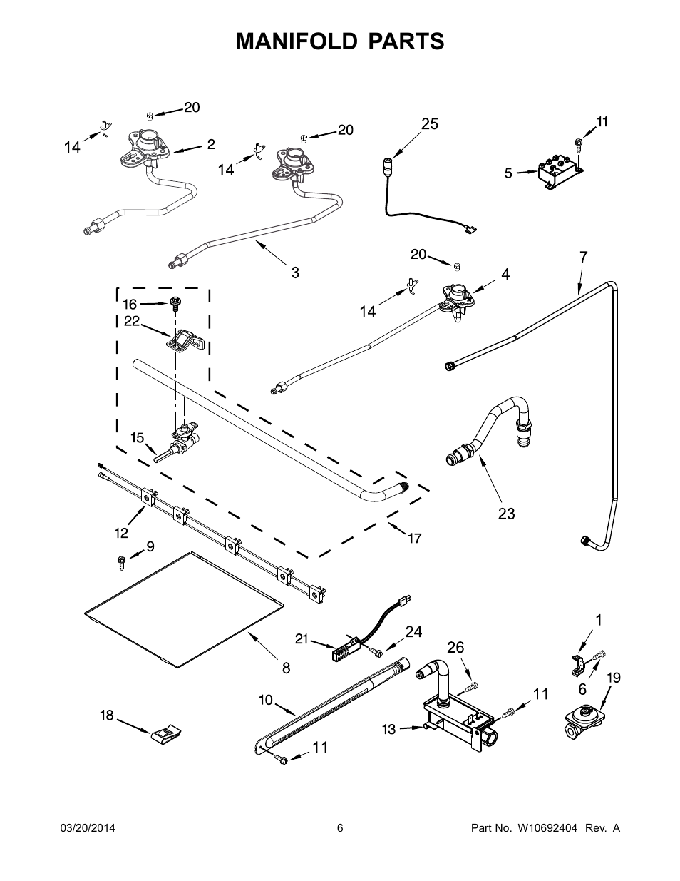 Manifold parts | Whirlpool WFG505M0BS User Manual | Page 6 / 14