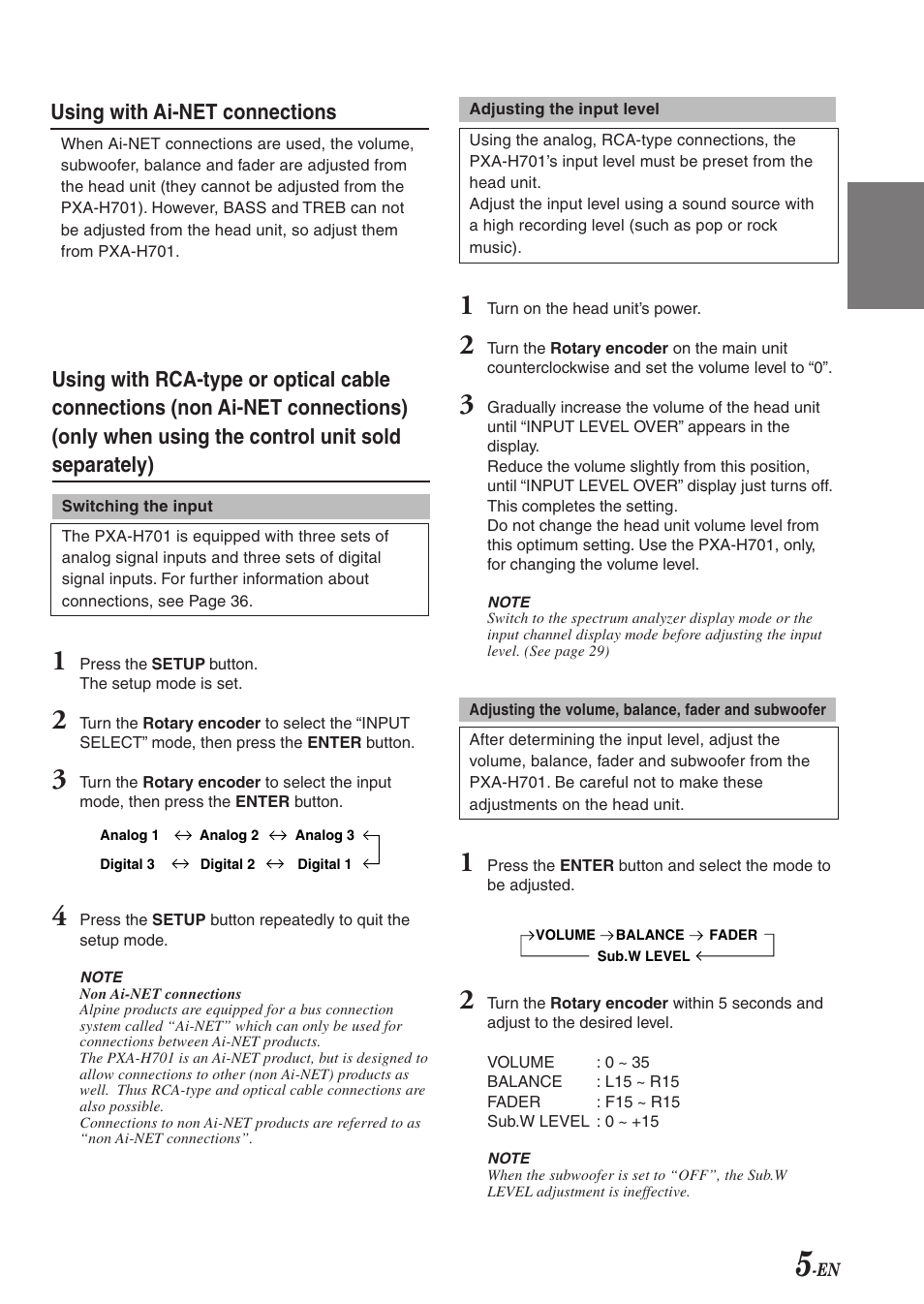 En fr es de se it | Alpine PXA-H701 User Manual | Page 6 / 49