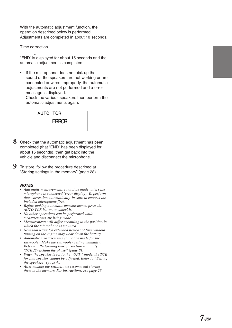 En fr es de se it, Error | Alpine PXA-H701 User Manual | Page 8 / 49
