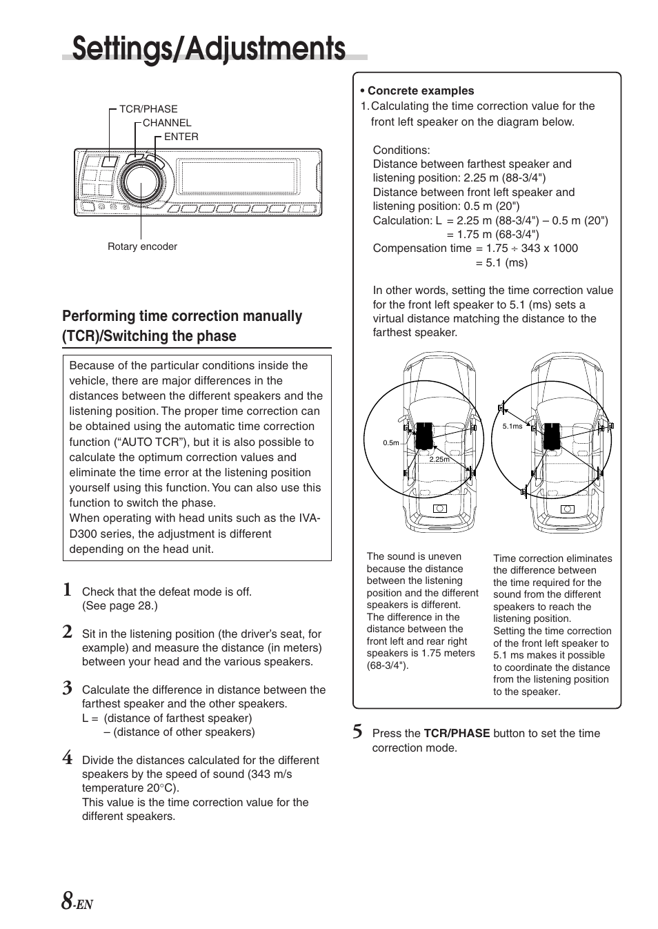 Settings/adjustments | Alpine PXA-H701 User Manual | Page 9 / 49