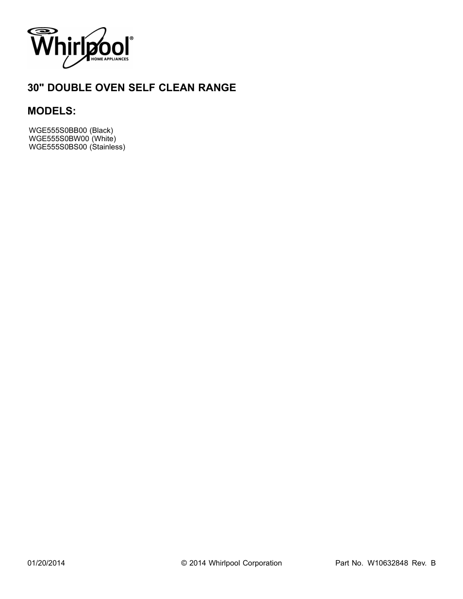 Whirlpool WGE555S0BS User Manual | 14 pages