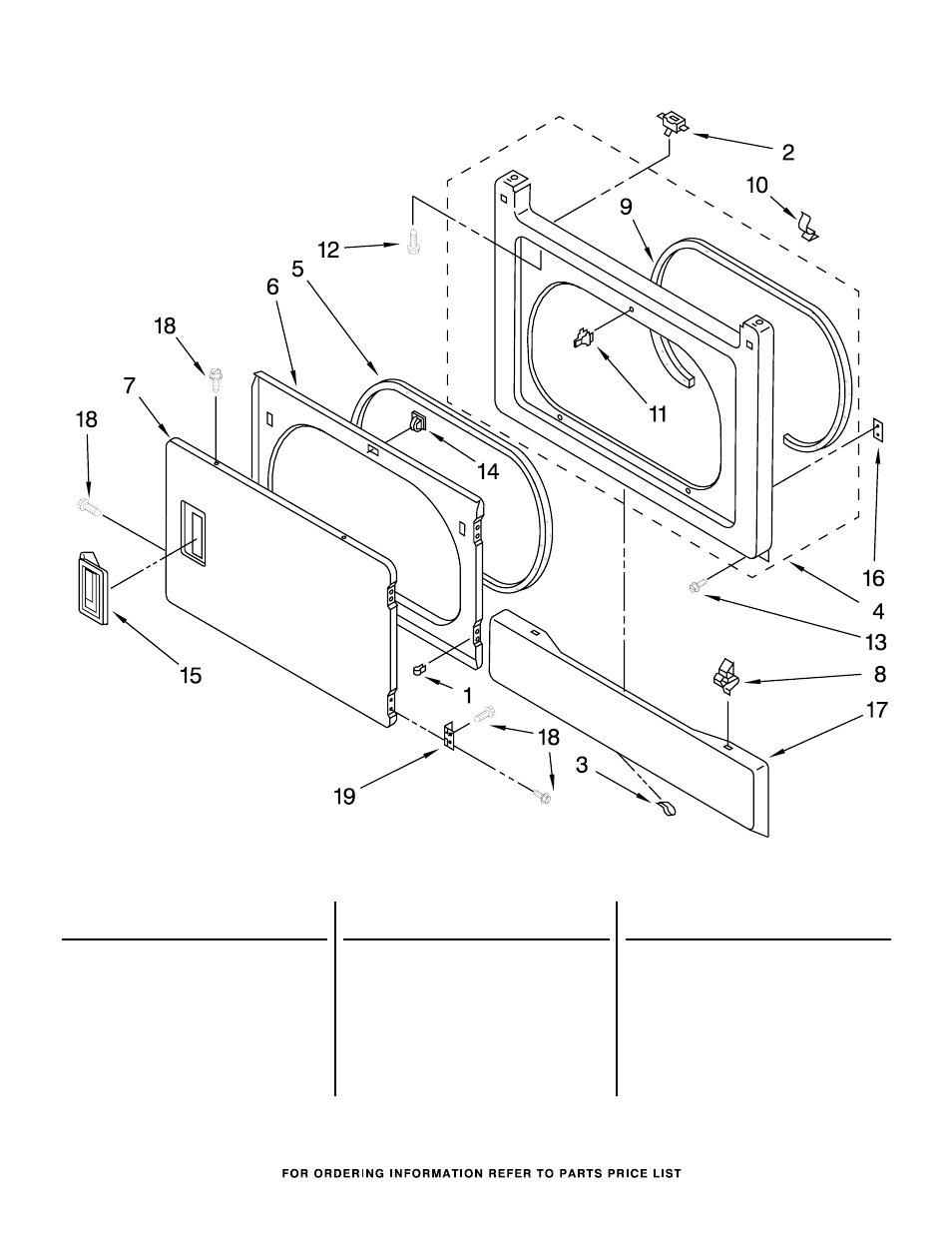 Dryer front panel and door, Dryer front panel and door parts | Whirlpool WGT3300XQ User Manual | Page 2 / 22