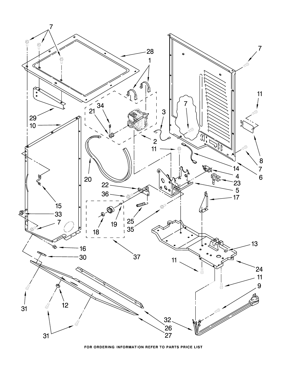 Dryer cabinet and motor, Dryer cabinet and motor parts | Whirlpool WGT3300XQ User Manual | Page 3 / 22