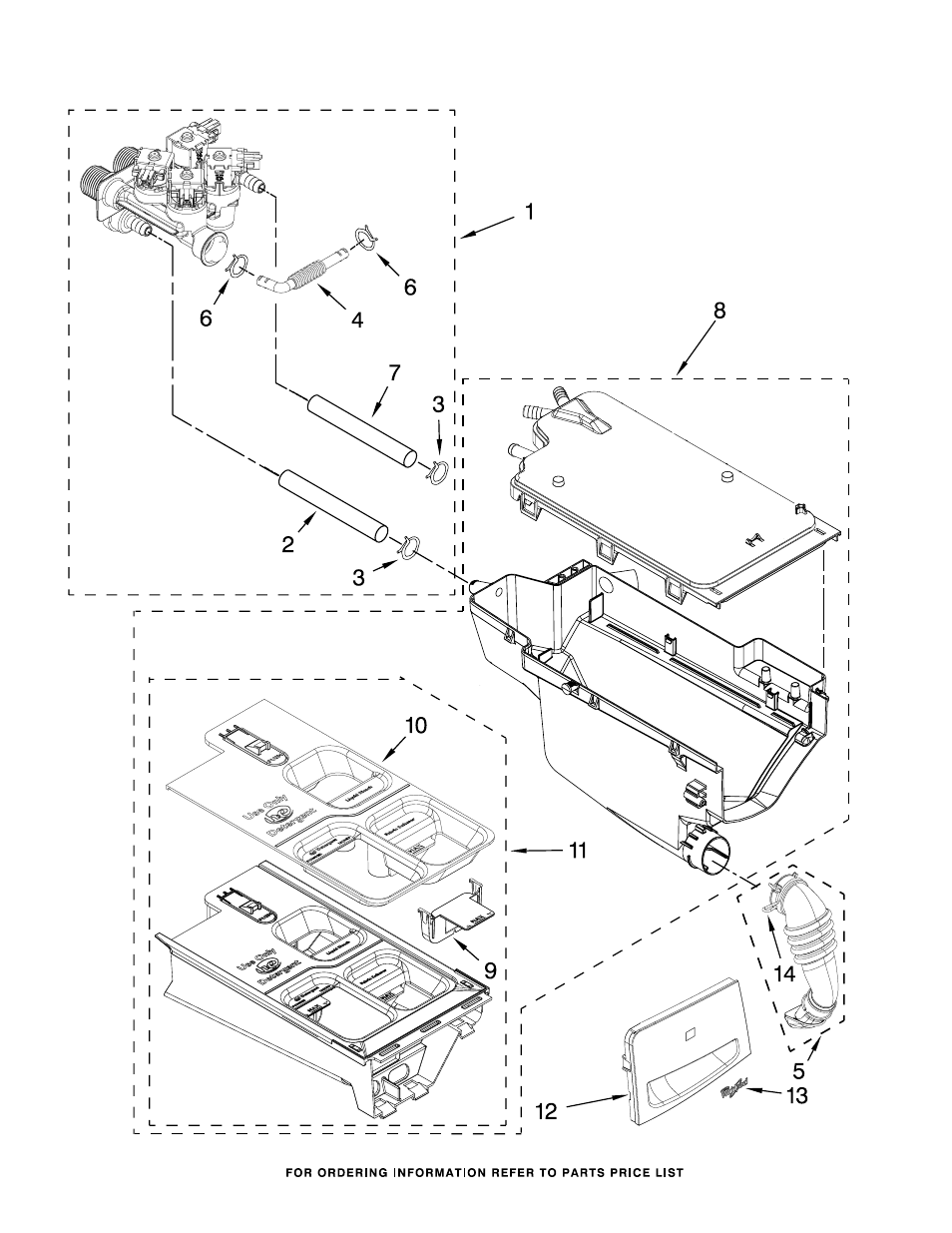 Dispenser, Dispenser parts | Whirlpool WFW94HEAC User Manual | Page 5 / 10