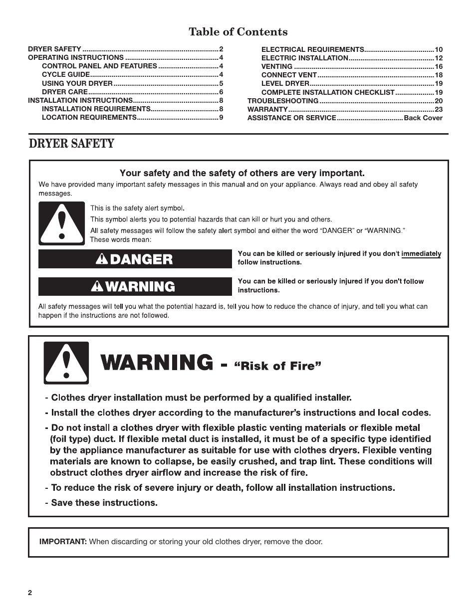 Whirlpool WED7500VW User Manual | Page 2 / 24