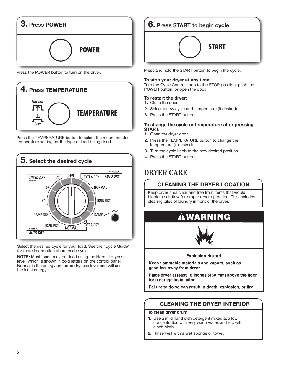 Dryer care | Whirlpool WED7500VW User Manual | Page 6 / 24