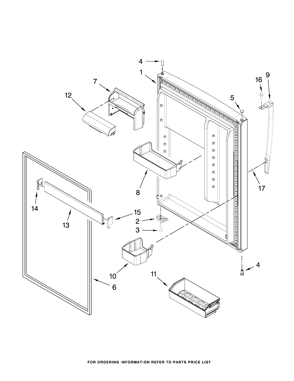 Refrigerator door, Refrigerator door parts | Whirlpool WRT311SFYB User Manual | Page 7 / 11