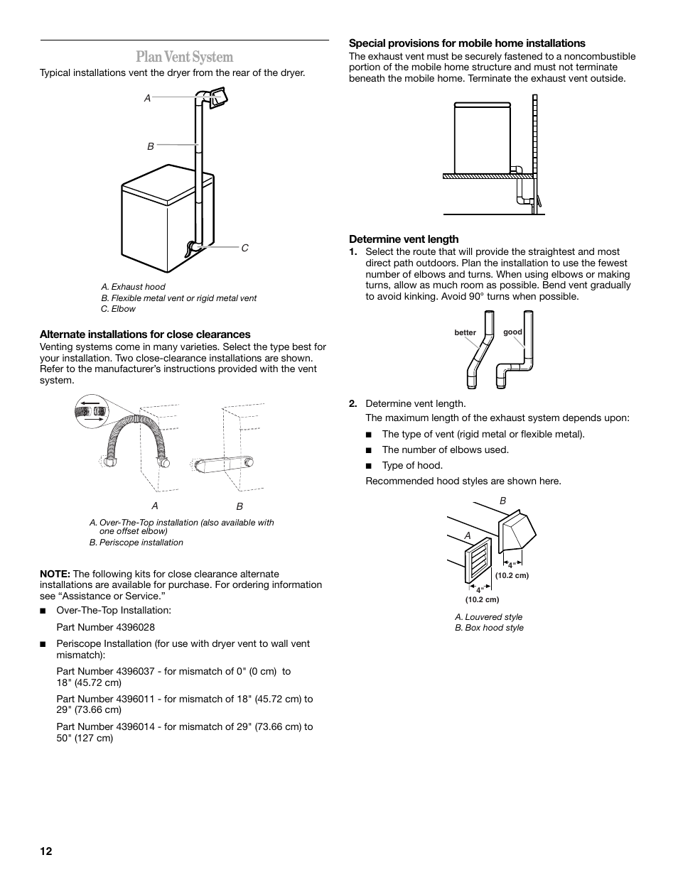 Plan vent system | Whirlpool LER3622PQ User Manual | Page 12 / 20