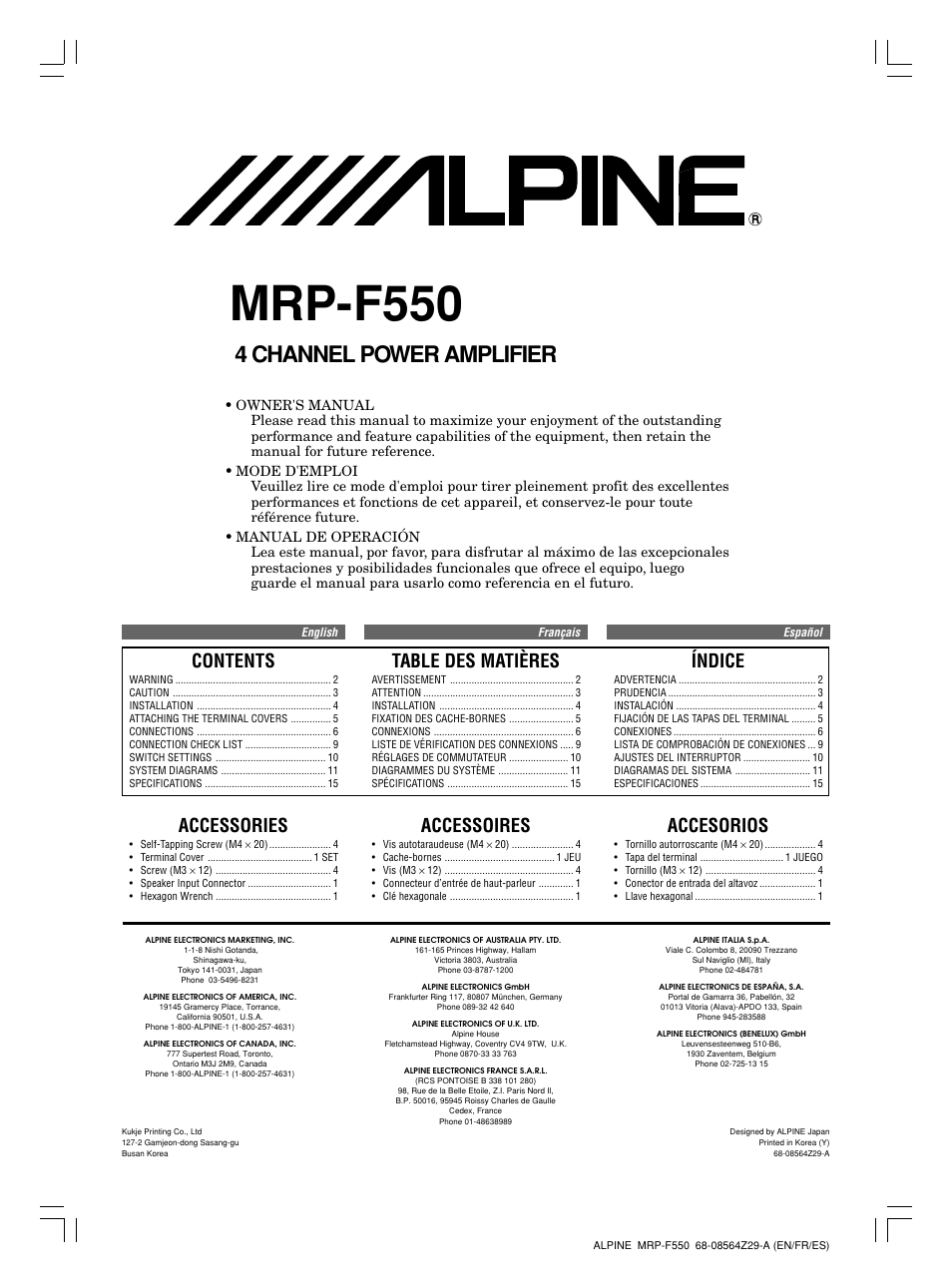 Alpine MRP-F550 User Manual | 20 pages