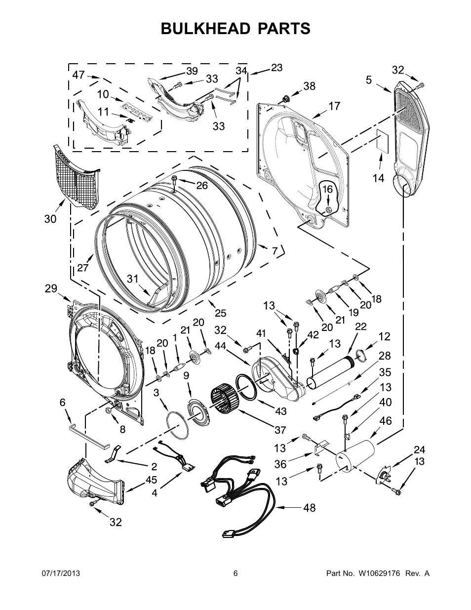 Bulkhead, Bulkhead parts | Whirlpool WGD71HEBW User Manual | Page 6 / 12