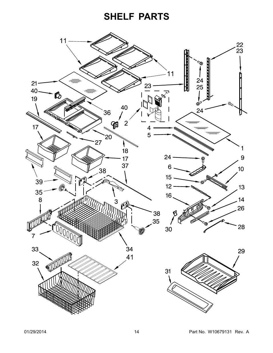 Shelf, Shelf parts | Whirlpool WRF535SWBM User Manual | Page 14 / 18