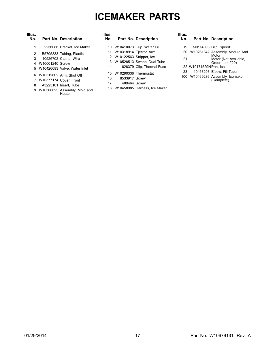 Icemaker parts | Whirlpool WRF535SWBM User Manual | Page 17 / 18