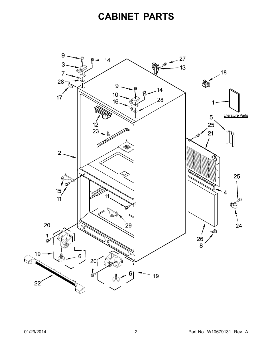 Cabinet, Cabinet parts | Whirlpool WRF535SWBM User Manual | Page 2 / 18