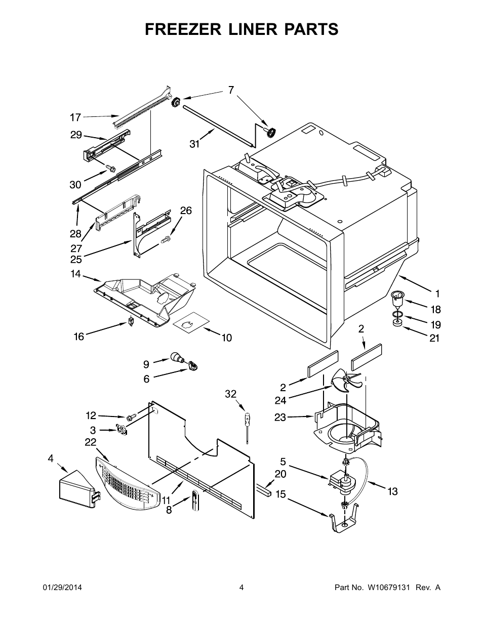 Freezer liner, Freezer liner parts | Whirlpool WRF535SWBM User Manual | Page 4 / 18