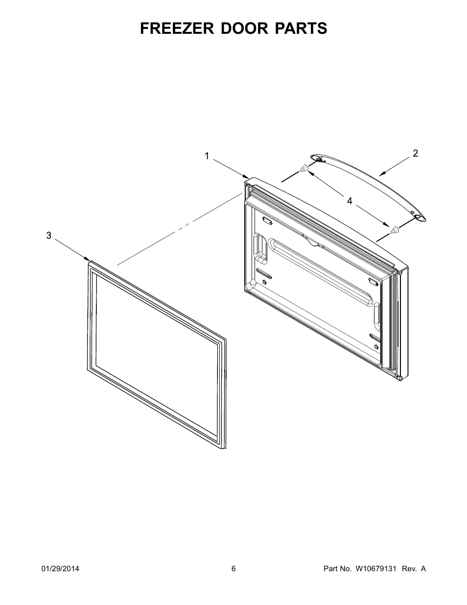 Freezer door, Freezer door parts | Whirlpool WRF535SWBM User Manual | Page 6 / 18