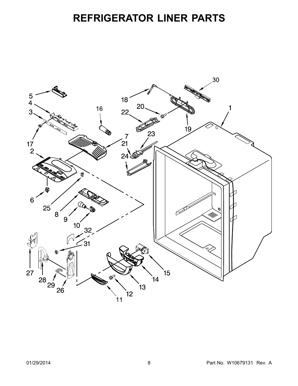 Refrigerator liner, Refrigerator liner parts | Whirlpool WRF535SWBM User Manual | Page 8 / 18