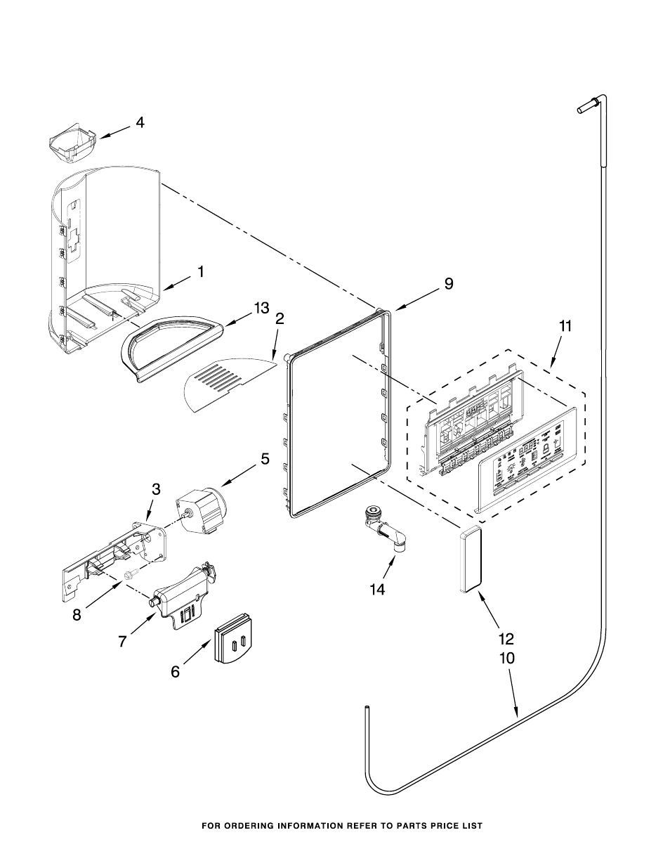 Dispenser front, Dispenser front parts | Whirlpool GSC25C6EYY User Manual | Page 13 / 20