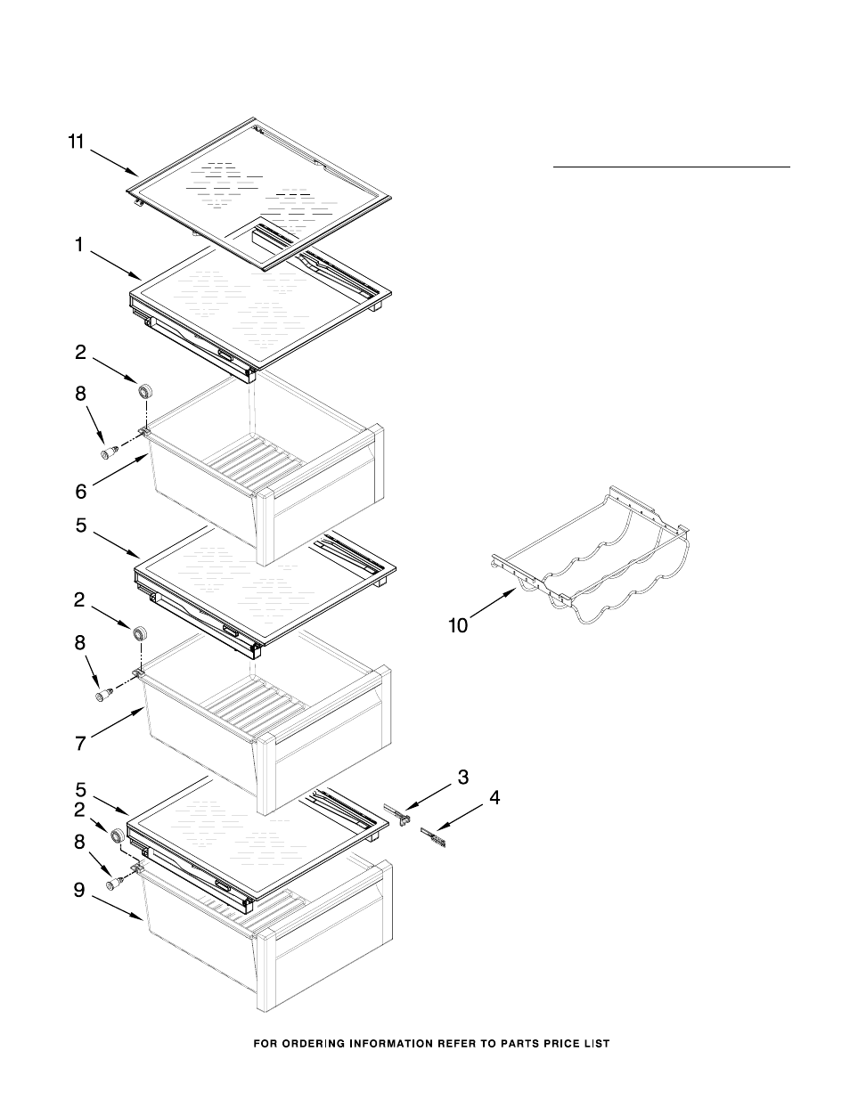 Refrigerator shelf, Refrigerator shelf parts | Whirlpool GSC25C6EYY User Manual | Page 4 / 20