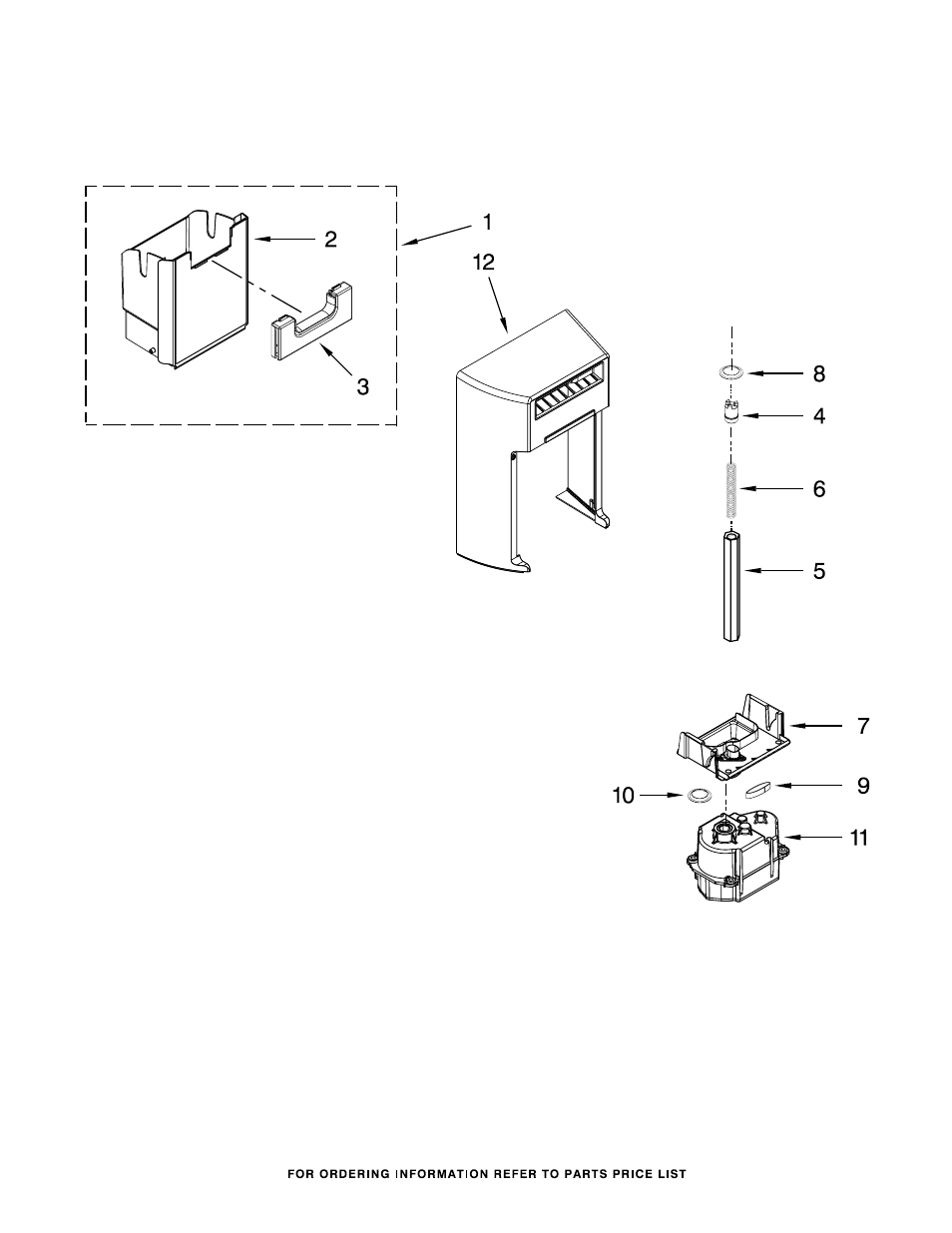 Motor and ice container, Motor and ice container parts | Whirlpool GSC25C6EYY User Manual | Page 7 / 20