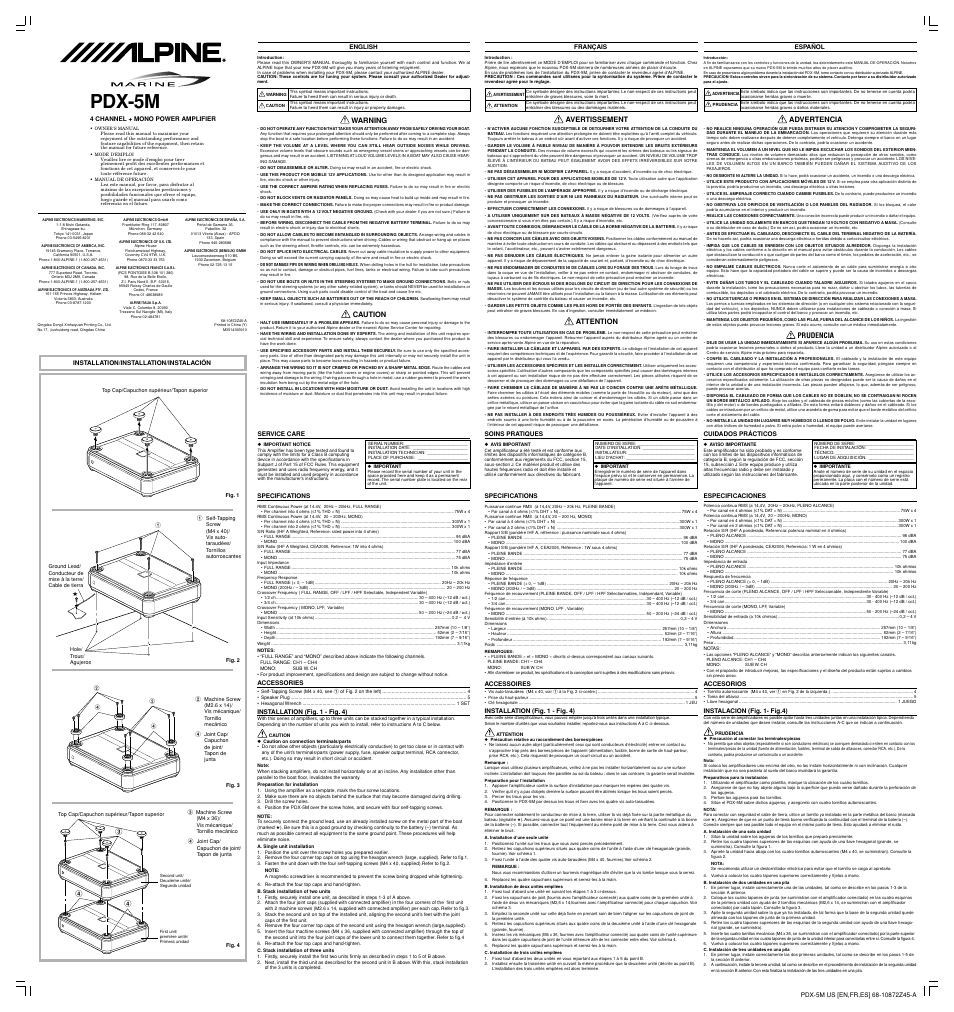 Alpine PDX-5M User Manual | 2 pages
