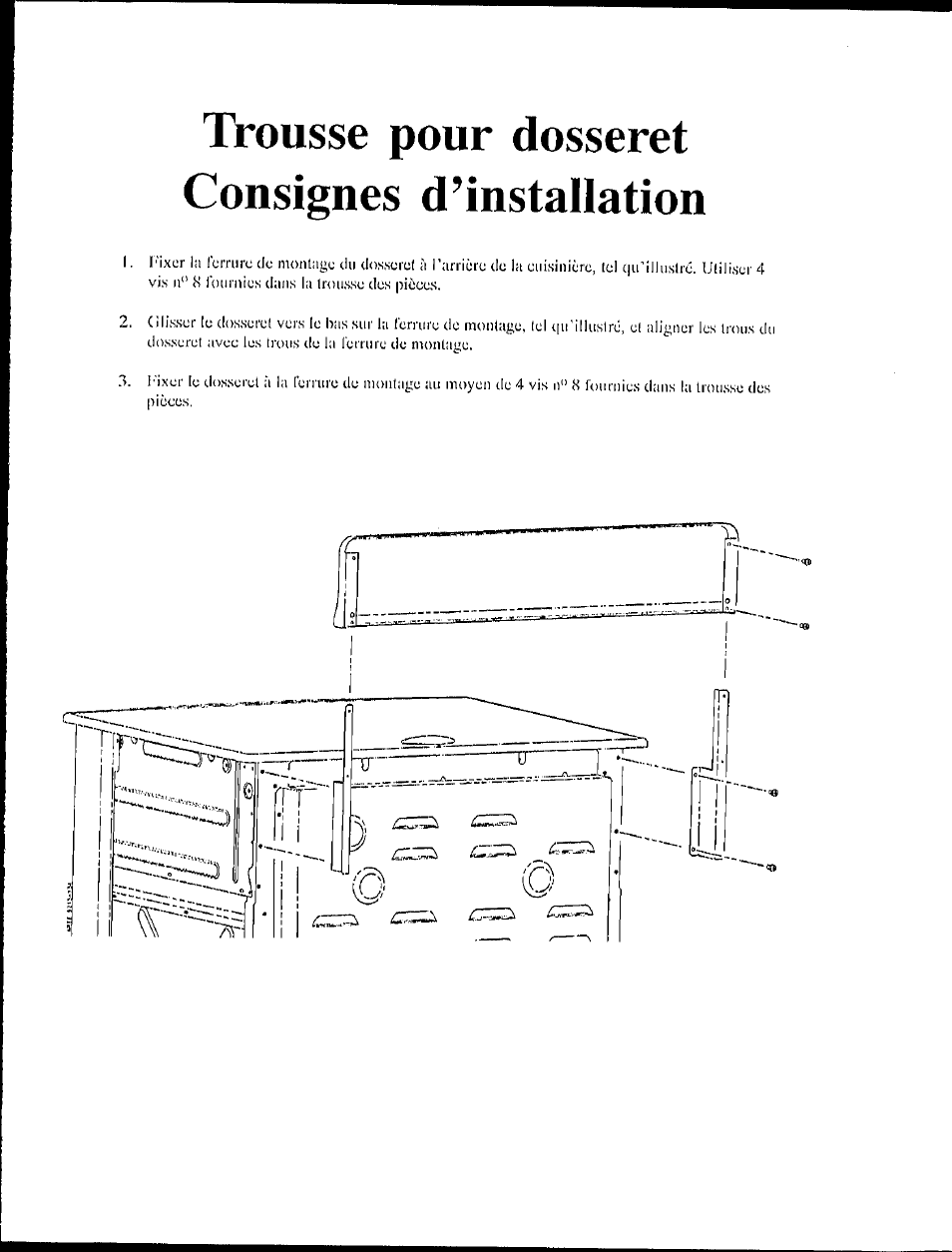 Trousse pour dosseret consignes d’installation | Whirlpool UXA9107AAB User Manual | Page 3 / 3