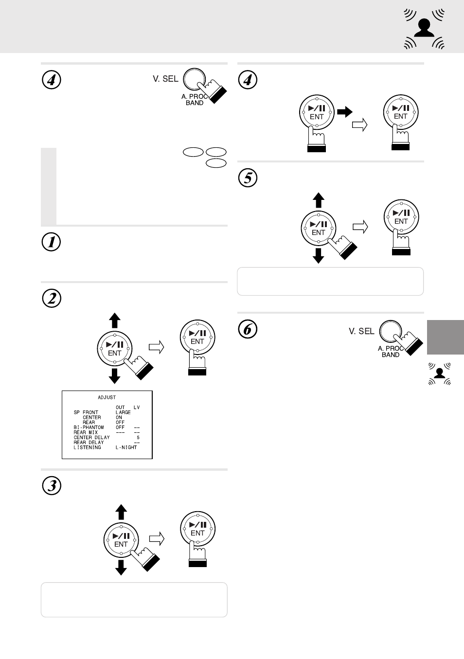 Adjust – adjusting the acoustic image | Alpine DVD/VIDEO CD/ DVA-5205E User Manual | Page 47 / 72