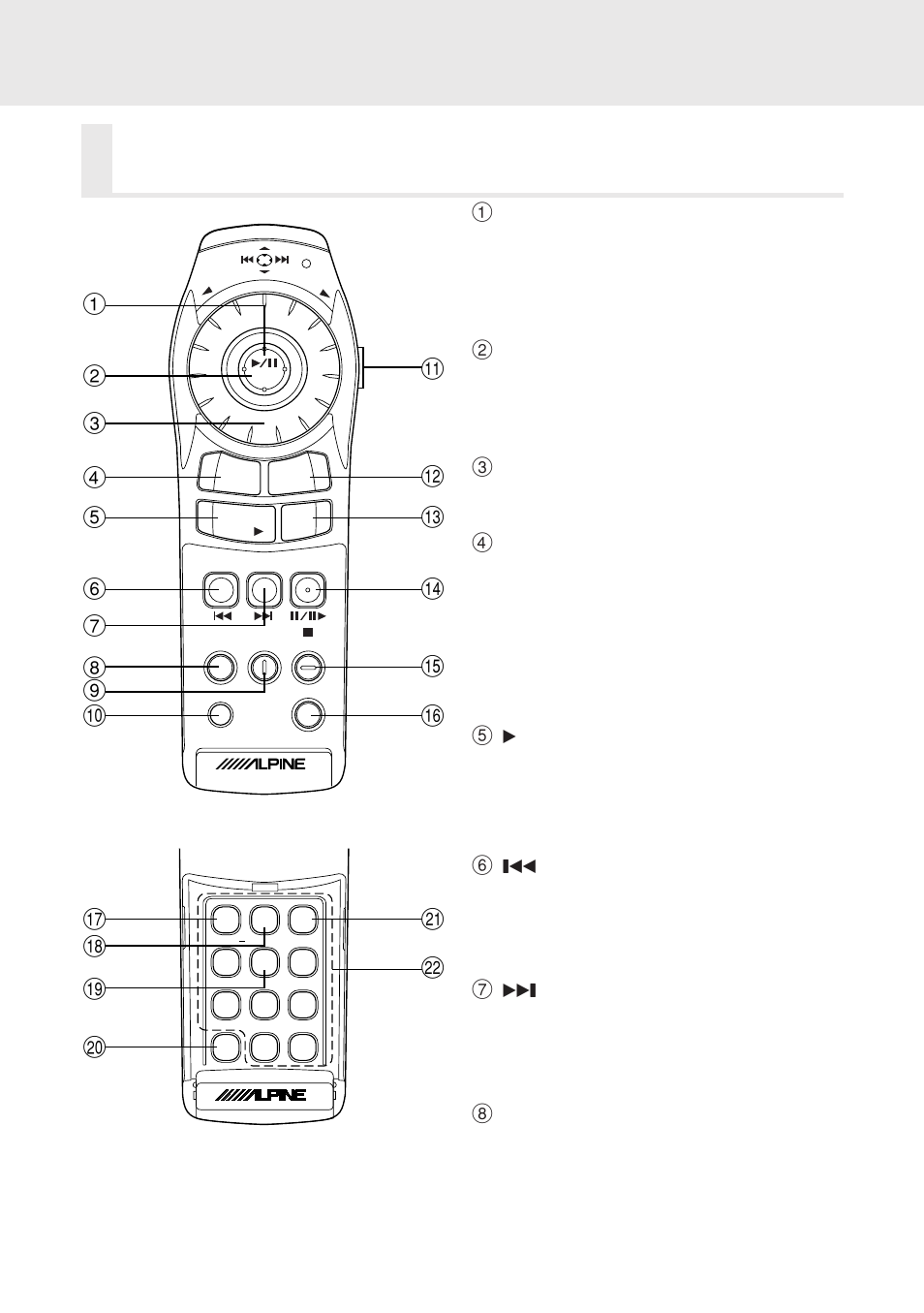 Operating the dva-5205e dvd video player, Functions of remote control unit buttons | Alpine DVD/VIDEO CD/ DVA-5205E User Manual | Page 68 / 72