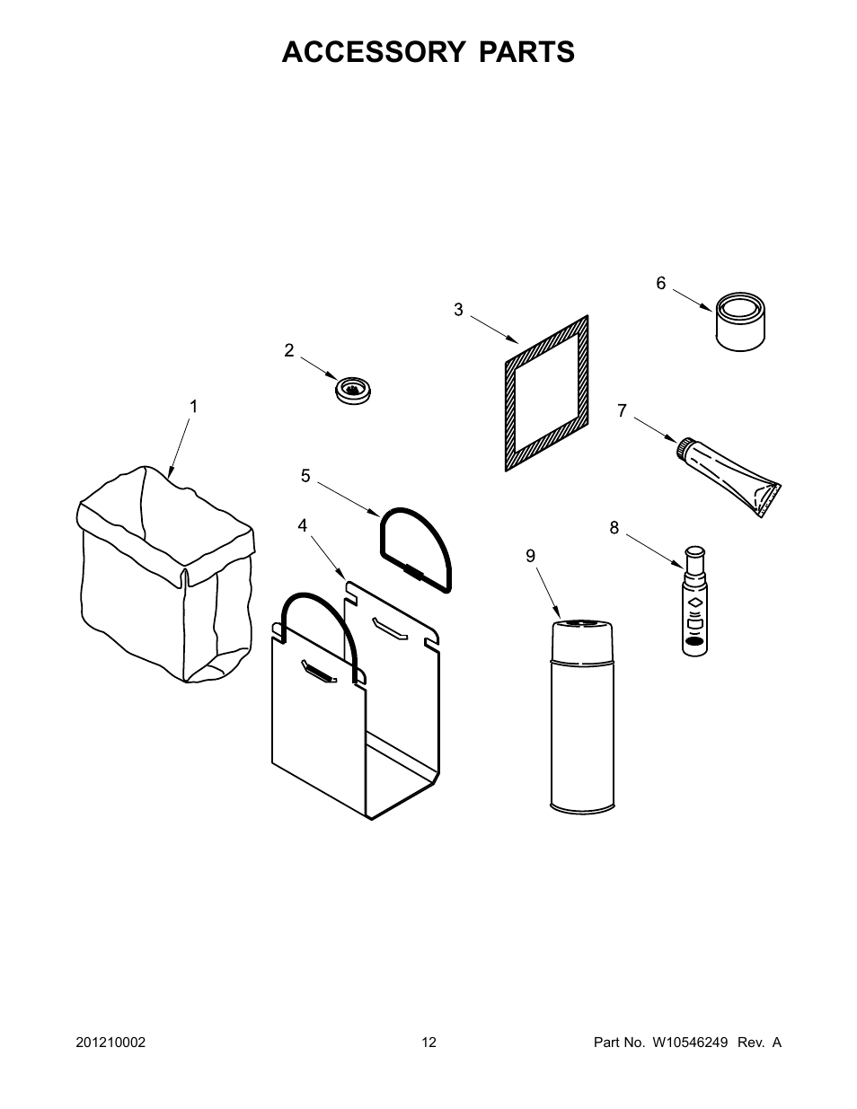 Accessory, Accessory parts | Whirlpool TU950QPXS User Manual | Page 12 / 13