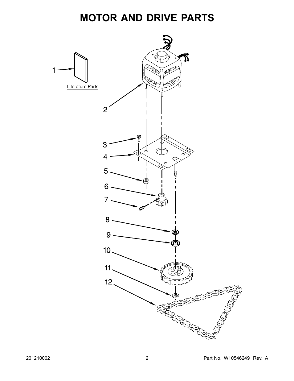 Motor and drive, Motor and drive parts | Whirlpool TU950QPXS User Manual | Page 2 / 13