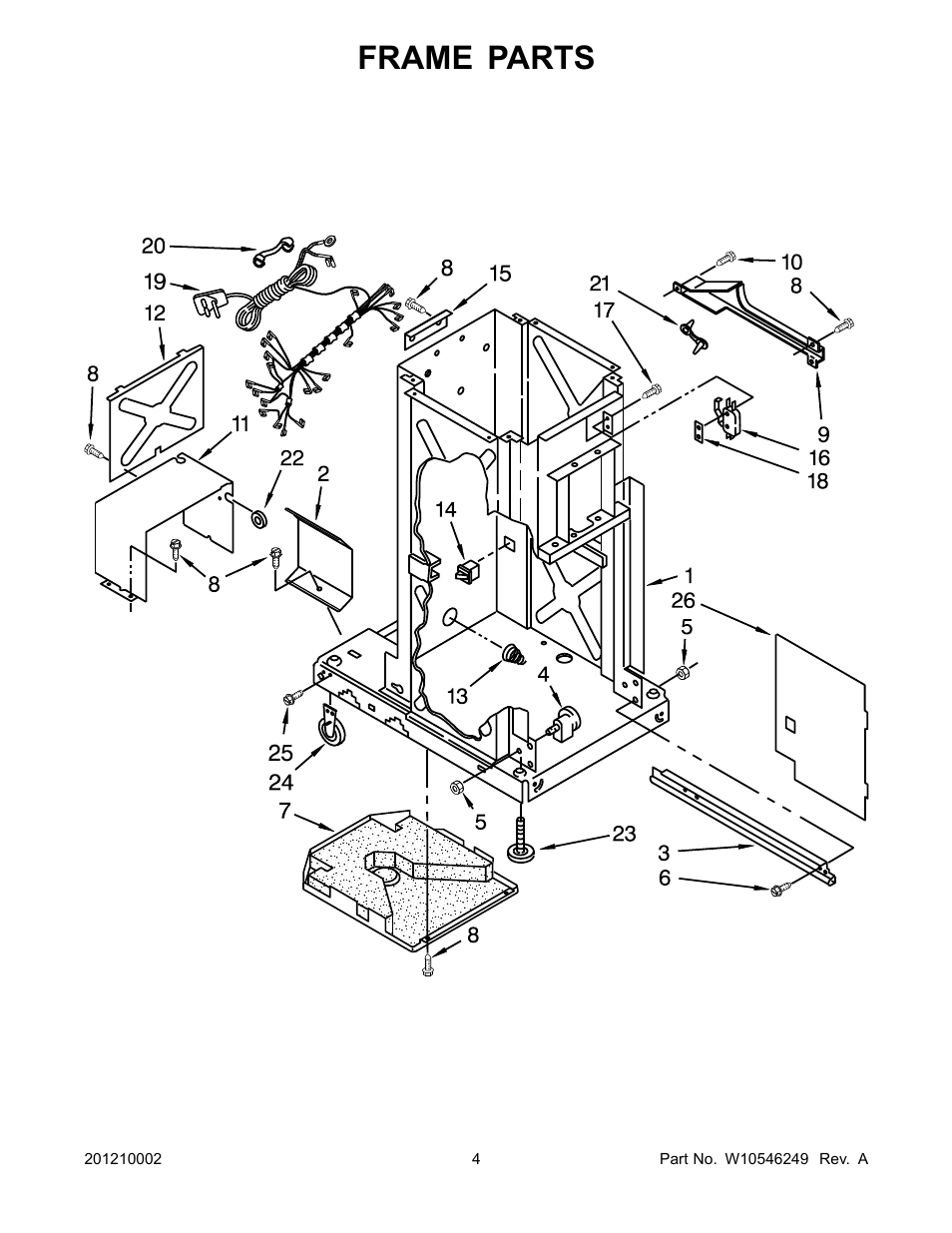 Frame, Frame parts | Whirlpool TU950QPXS User Manual | Page 4 / 13