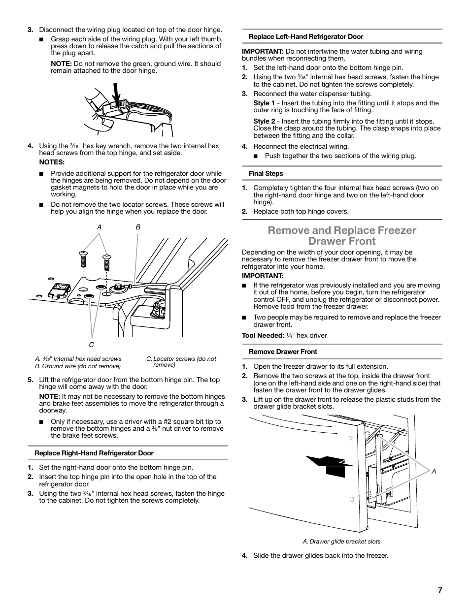 Remove and replace freezer drawer front | Whirlpool WRF991BOOM User Manual | Page 7 / 108