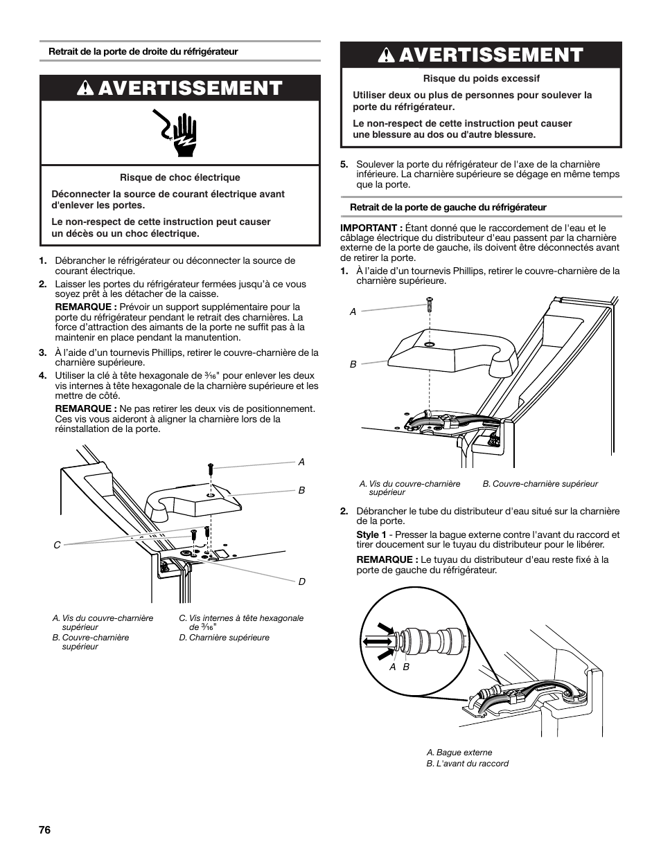 Avertissement | Whirlpool WRF991BOOM User Manual | Page 76 / 108