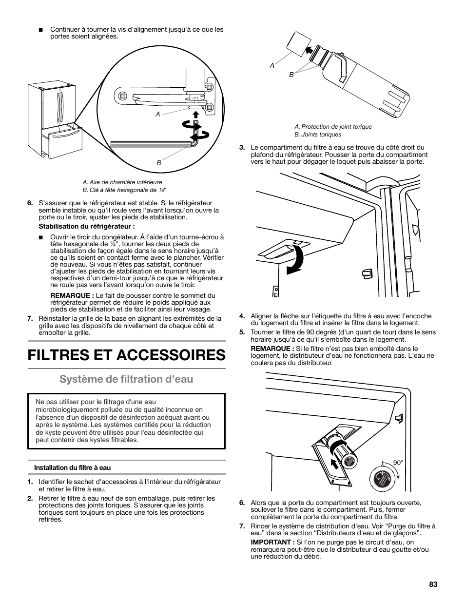 Filtres et accessoires, Système de filtration d'eau | Whirlpool WRF991BOOM User Manual | Page 83 / 108