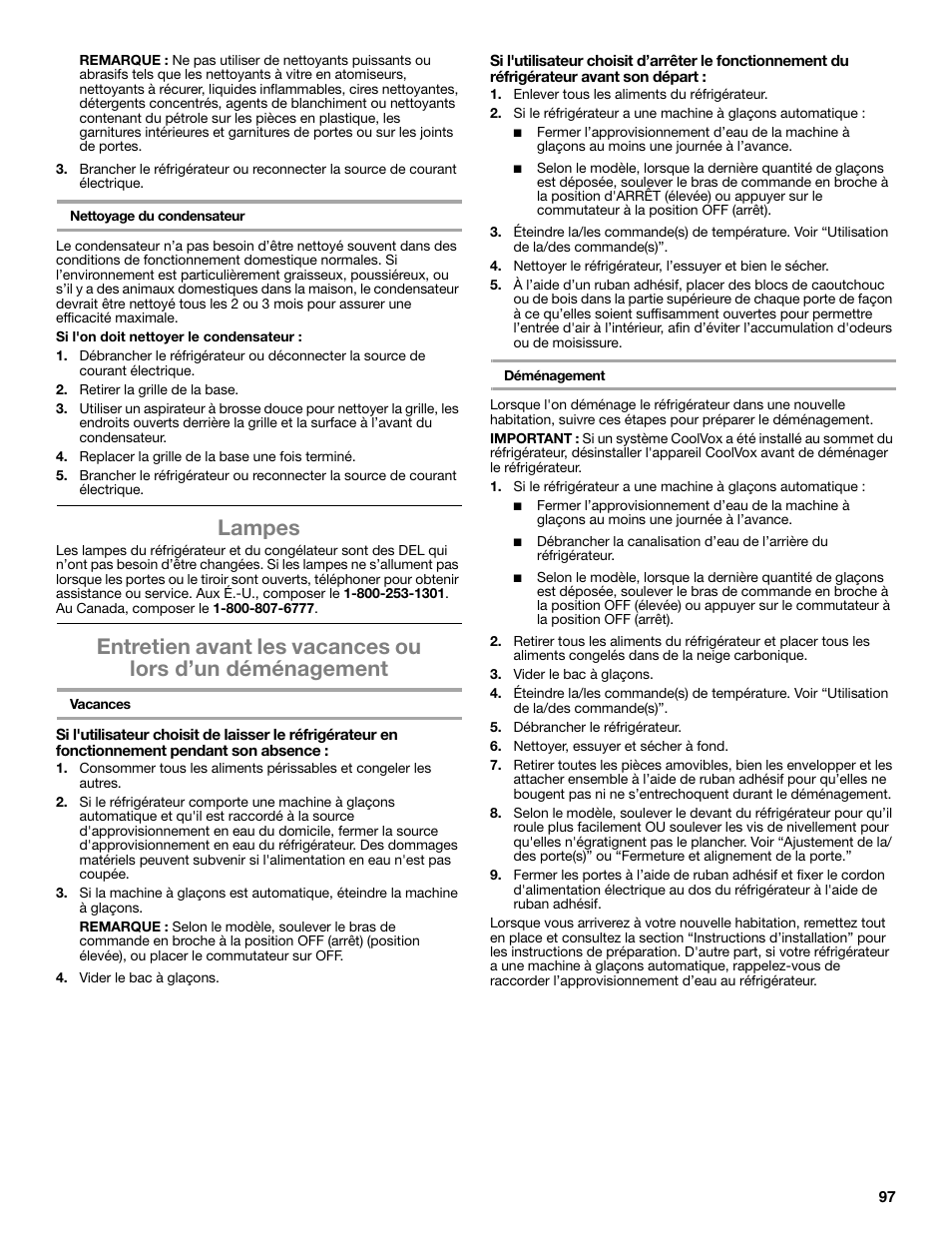 Lampes | Whirlpool WRF991BOOM User Manual | Page 97 / 108