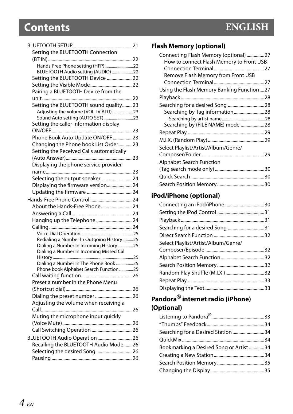 Alpine Bluetooth CD Receiver CDE-136BT User Manual | Page 4 / 45