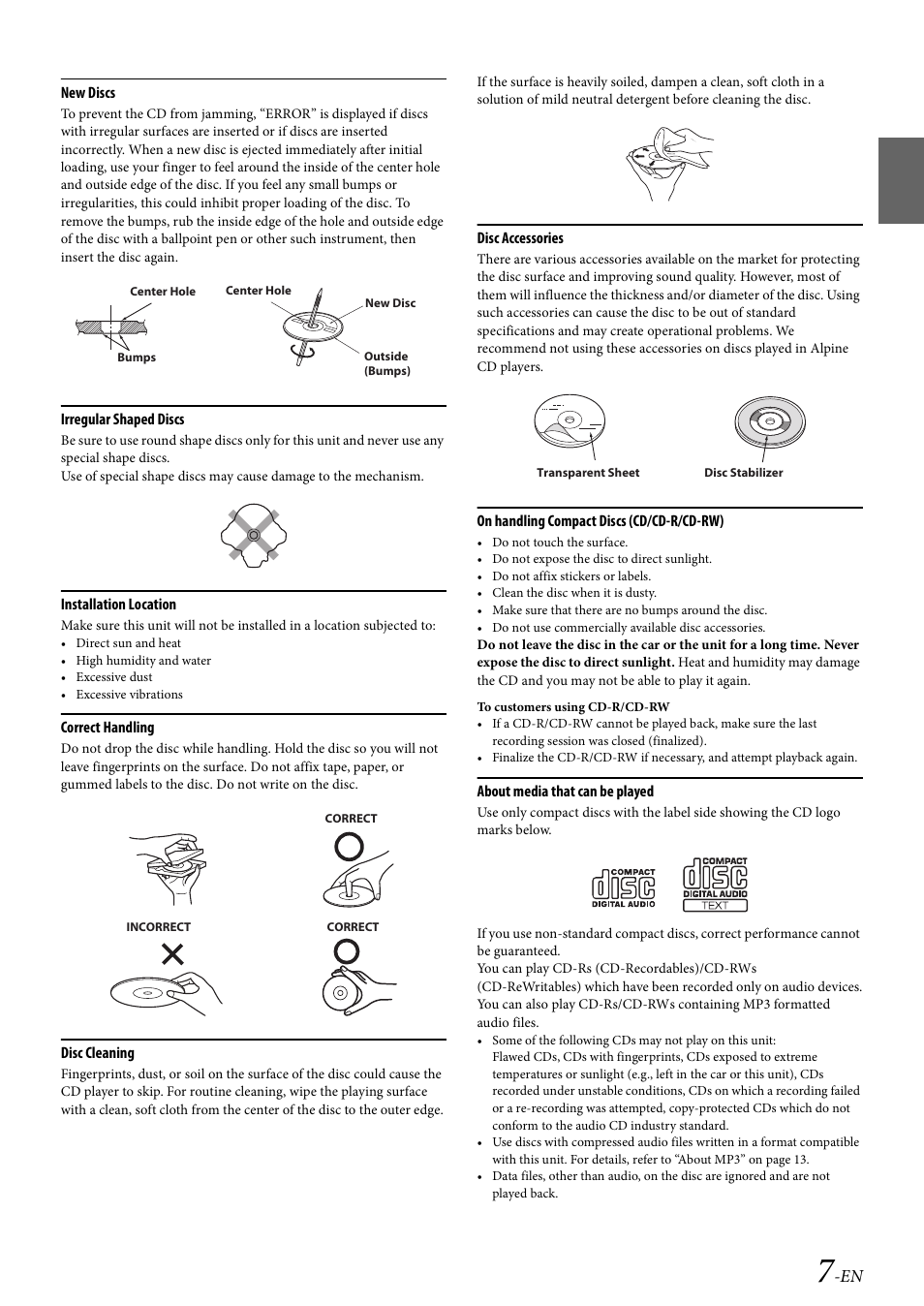 Alpine Bluetooth CD Receiver CDE-136BT User Manual | Page 7 / 45