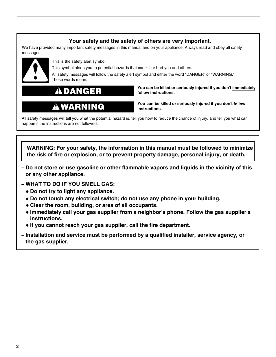 Washer/dryer safety, Danger warning | Whirlpool LTE5243DQ User Manual | Page 2 / 36
