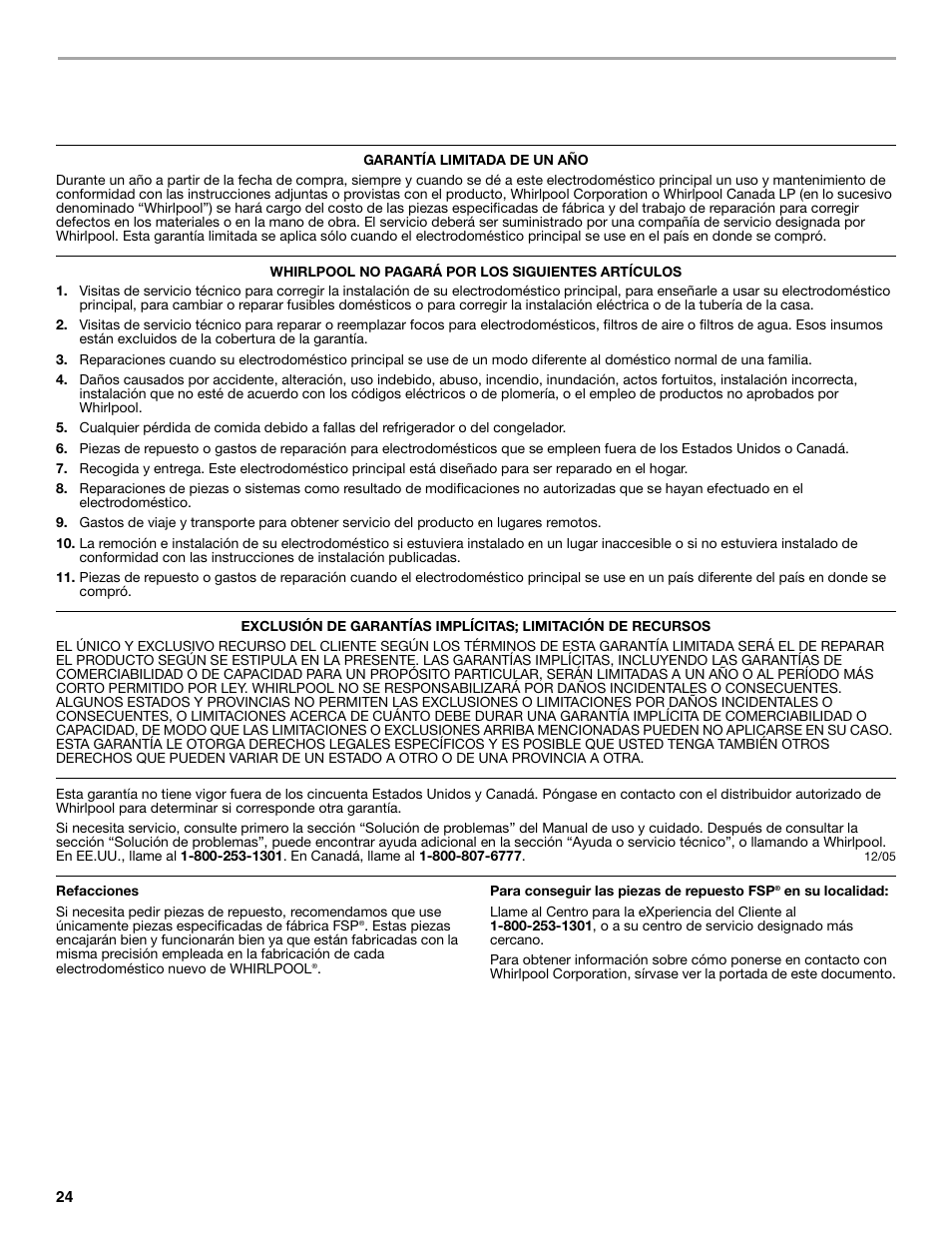 Whirlpool LTE5243DQ User Manual | Page 24 / 36